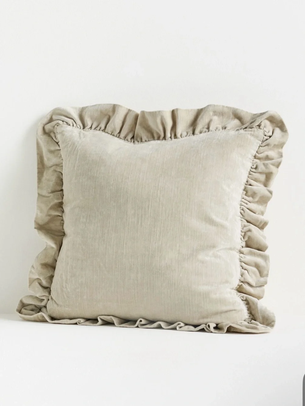 Anthropologie Ruffled Velvet Throw Pillow - Light Green